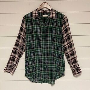 Equipment Femme Colorblock Plaid Silk Button Down Shirt